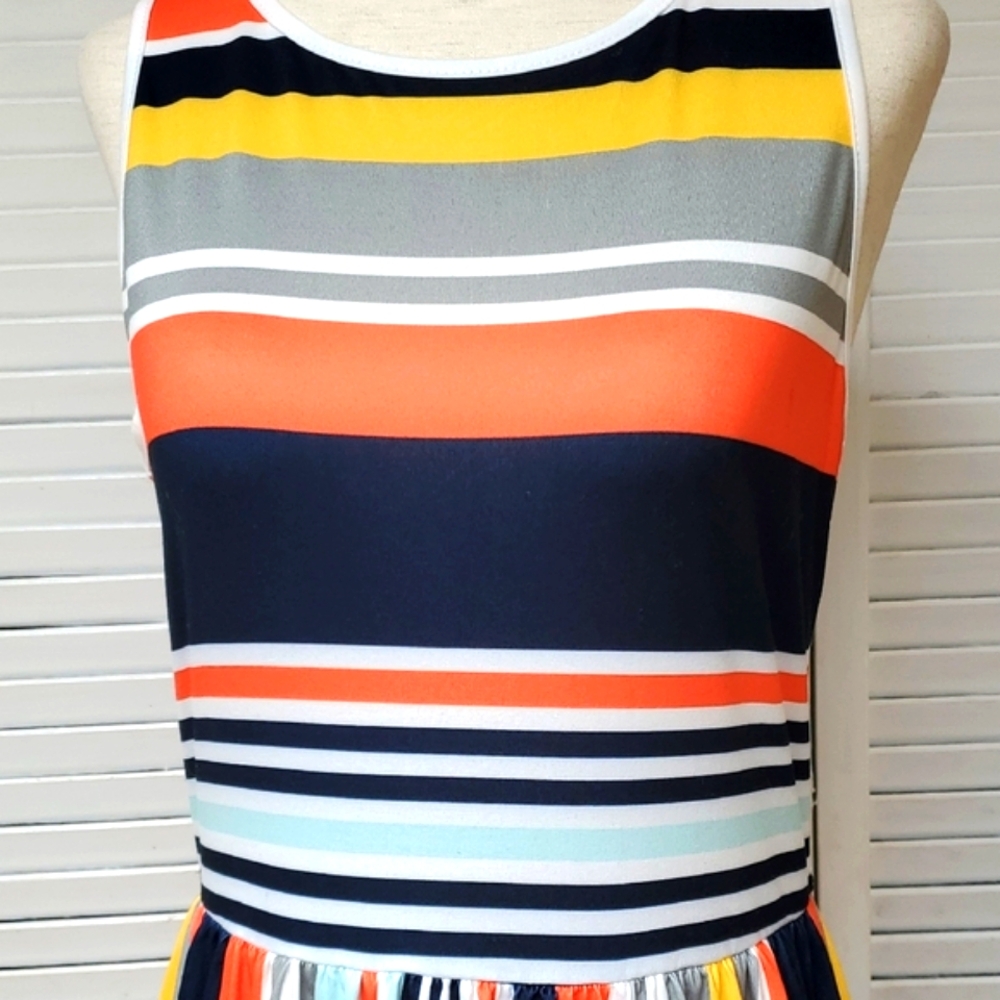 Hount Multi - Color Stripe Scoop Neck Sleeveless Maxi Sundress Size S - Picture 3 of 7